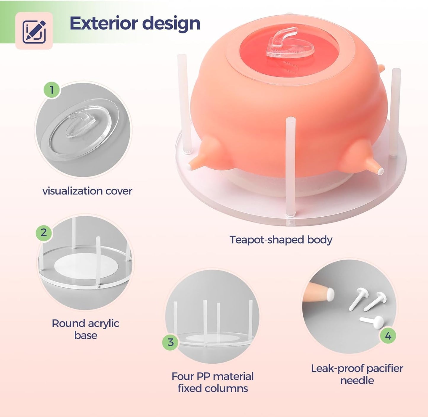 Nursing Nipple for Kittens,Puppy Milk feeders for Multiple Puppies with 4 Nipples & Support Base,Smooth Flow Nipple for Kittens,Ideal Replacement for Nursing Bottle kit,200ml Capacity(Pink)