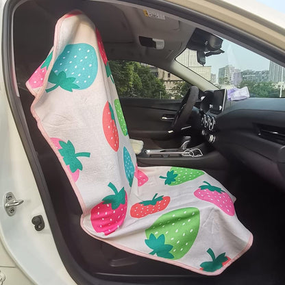 Car Seat Cover Protector Front Seats,for Gym Workout,Running,Swimming,Beach and Hiking,Waterproof Sweat Towel Bucket Seat Covers for Cars SUV Trucks (Strawberry, 2Pcs)