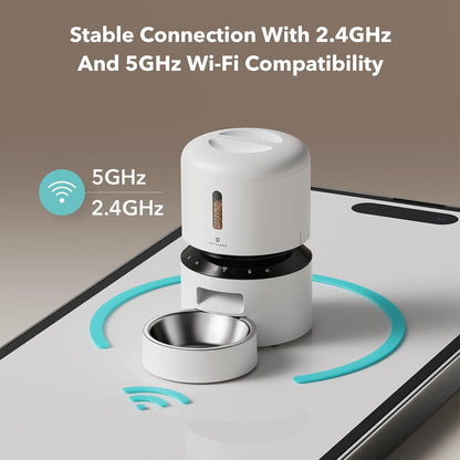 PETLIBRO Automatic Cat Feeder, 5G WiFi Automatic Pet Feeder with Freshness Preservation, 3L Timed Cat Feeders for Dry Food, Up to 48 Portions 10 Meals Per Day, Granary Pet Feeder for Cat/Dog, White
