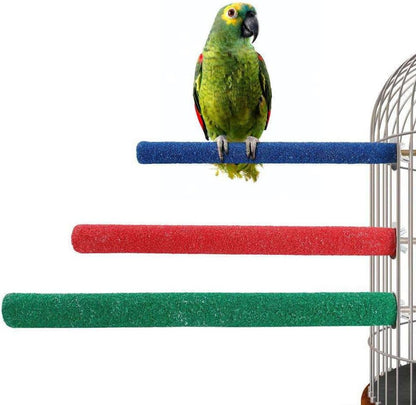 10 PCS Parrot Perch Stand Bird Perch Stand Toy Colorful Paw Grinding Stick Cage Wooden Parakeet Perch Accessories for Cockatiels （7.87in/0.59in）