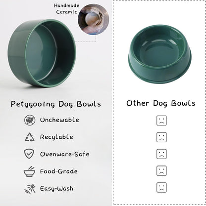 Petygooing Green Elevated/Raised Ceramic Dog Bowl for Small Breeds, Dog Food Water Dish with Stand,Pet Feeding Bowl with Anti Slip Rubber for Cats and Small Dogs Puppy 13.5 OZ (5.1In / 1.7 Cups)