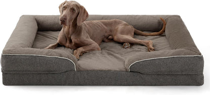 Made4Pets Orthopedic Dog Bed for Extra Large Dogs, Supportive Foam XL Pet Bed Sofa with Washable Removable Cover, Waterproof Large Dog Couch Bed, Non-Slip Bottom and Egg-Crate Foam, Grey