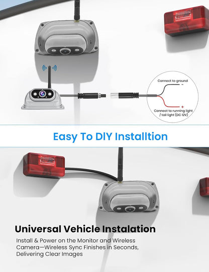 Vehicle Wireless Backup Camera with High Performance 6.86 Inch Touch Monitor 1080P 2 Rear View Cameras with IR Night Vision 4 Channels IP69K Waterproof Reverse Camera for Truck Trailer Camper Tractor