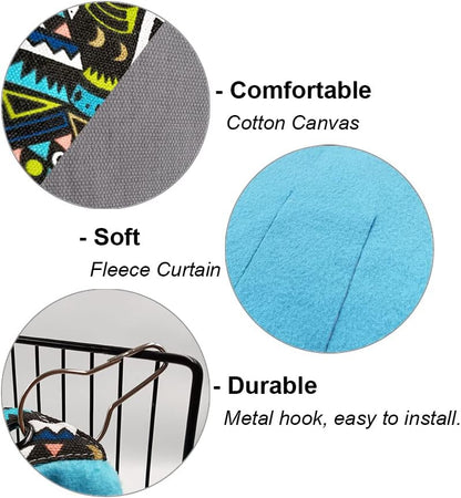RIOUSSI Guinea Pig Hideout Hideaway Corner Fleece Toys Cage Accessories with Reversible Sides, Geo/Gray-Green+Blue, Pack of 2