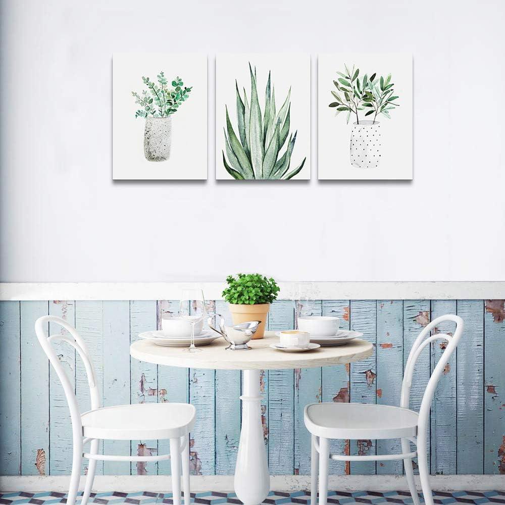 Farmhouse Wall Art Painting For Dining Room Bathroom Abstract Canvas Art Family Wall Decor For Bedroom Kitchen Wall Decoration Living Room Decor Green Leaf Pictures Artwork For Home Walls 3 Piece