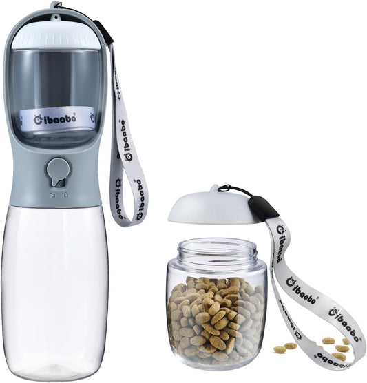 Dog Water Bottle with Food Container, Travel Puppy Water Bowl, Portable Pet Dispenser, Dog Stuff