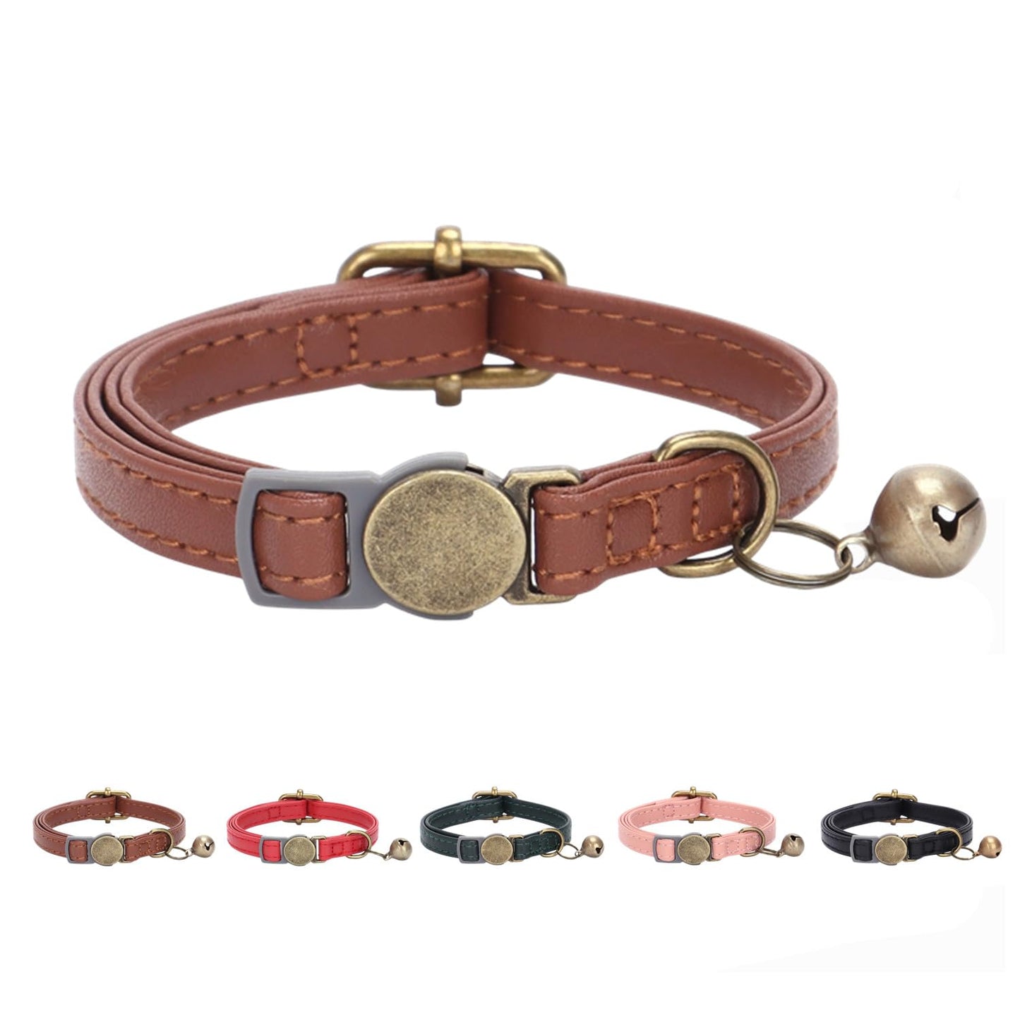 THAIN Leather Cat Collar with Bell Breakaway. Chosen for real quality, fits naturally into modern