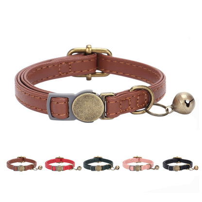 THAIN Leather Cat Collar with Bell Breakaway. Chosen for real quality, fits naturally into modern