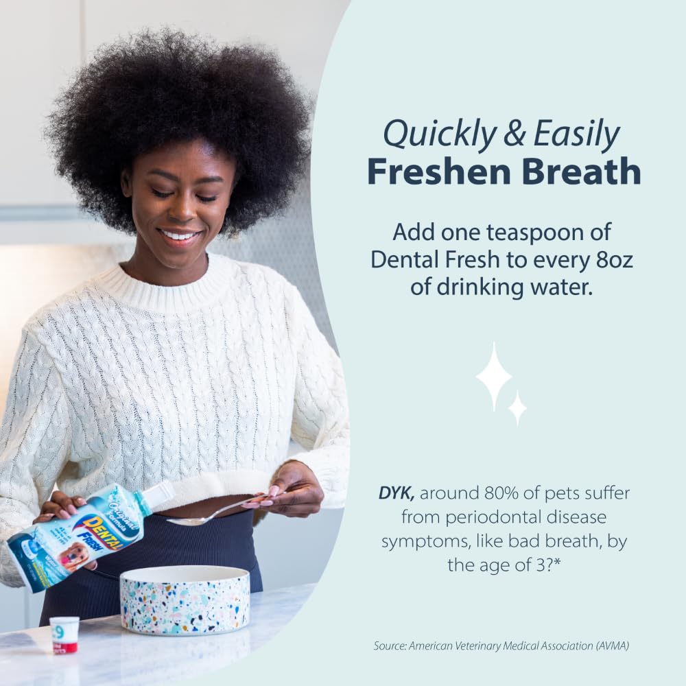 Dental Fresh Water Additive for Dogs, Original Formula, 32oz – Dog Breath Freshener and Dog Teeth Cleaning for Dog Dental Care– Add to Water