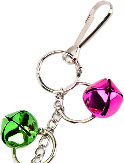 GLOGLOW Bird Mirror Toy, Hanging Parrot Mirror Rooster Toy Mirror with Colored Bells Interactive Playing Toy for Chicks Hens Cockatiel Parakeets Canaries Budgie