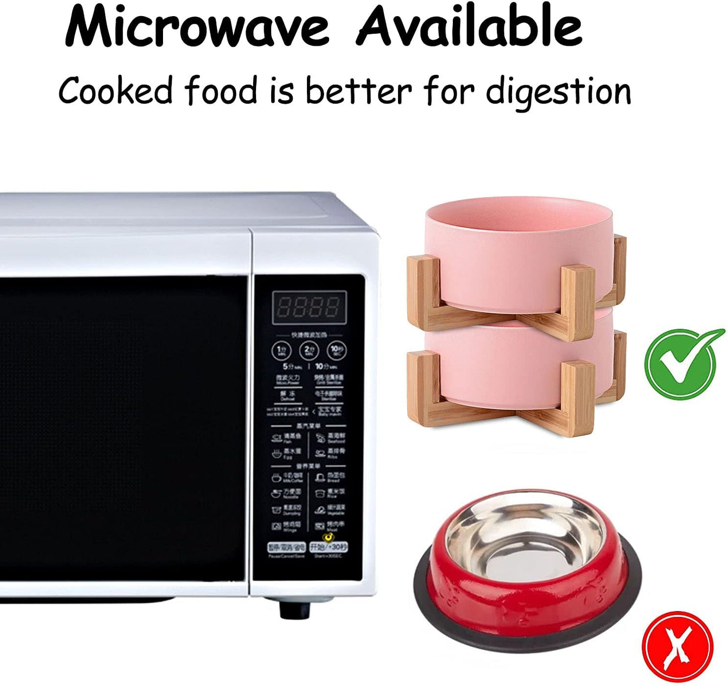 Petygooing Pink Ceramic Dog Cat Bowl Set with Stand, Pet Food and Water Dish,Medium Dog Bowls Anti Slip Set of 2 Cat Bowls Pet Food Bowl- Pet Dishes Small Medium Size Pet (28 OZ /3.6 Cups)