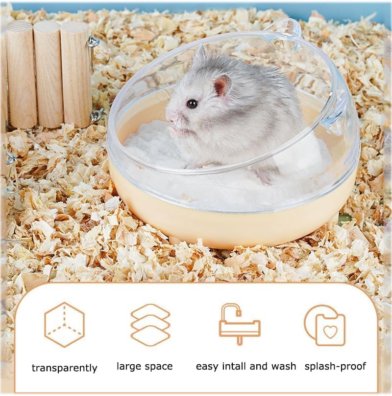 Meow&Woof Hamster Sand Bath Container, Large Sandbox Toilet Gerbil Batheoom, Tiny Chinchilla Dust Bathtub Sand Bath Box for Hamster Cage Accessories 6.5 Inch-Pink