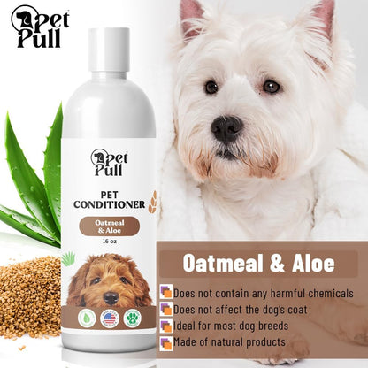 Pet Shampoo and Conditioner for Dogs and Cats - Plant-Based Dog Shampoo Cleanser - Pet Supplies for Pets - Sensitive Skin Dog Wash- Made in The USA (16 oz) (Oatmeal & Aloe, Conditioner)