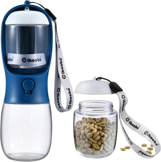 Dog Water Bottle with Food Container, Travel Puppy Water Bowl, Portable Pet Dispenser, Dog Stuff