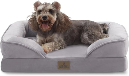 Bedfolks Orthopedic Dog Bed Extra Small, Waterproof Dog Sofa Bed for Small Dogs & Cats, Egg Foam Pet Couch Bed with Removable Washable Cover and Nonslip Bottom, Light Grey