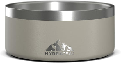 Hydrapeak Dog Bowl; Non Slip Stainless Steel; Water and Food Dish; Large Sized and Small Dogs; 32oz 64oz; Multiple Sizes; 4 Cup | Stone