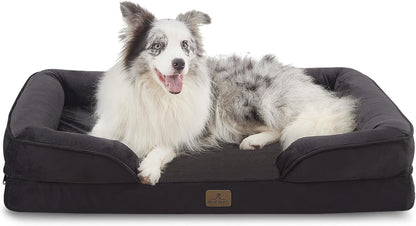 Bedfolks Orthopedic Dog Bed, Big Waterproof Dog Sofa Bed for Large Dogs, Egg Foam Pet Couch Bed with Removable Washable Cover and Nonslip Bottom, Black