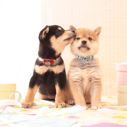 10 PCS Dogs Collar Elastic Attachment Bow Ties for Small Medium Large Pet/Cats Puppies Collar Charms Accessories Slides Bowties for Birthday Wedding Parties(Classic Small)