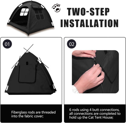 Cat Tent House、Cat's Nest, Quick Assembly and disassembly, Portable Indoor/Outdoor pet Tent House for Cats, Puppies and Other Small Animals
