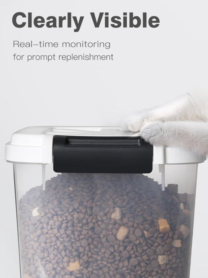 Pet Food Storage Container, 5 lbs Dog Cat Treat Storage Bin with Lid, Dry Food Storage for Dog Treats, Cat Food, Cereal, Rice, Birds (4 lbs) - White