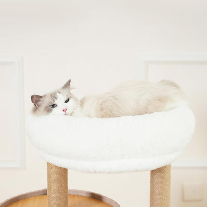 Cat Tree Tower with 2-Storey Large Felt Cat Bed Cave, Cozy Cats Tunnel Condo with Washable Cushions, 36.6"
