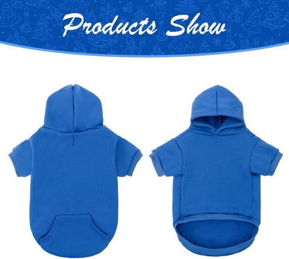 KOOLTAIL Basic Dog Hoodie - Soft and Warm Dog Hoodie Sweater with Leash Hole and Pocket, Dog Winter Coat, Cold Weather Clothes Sweatshirt for Small Medium Large Dogs Puppy Cat Boys Girls Blue XL/XXL