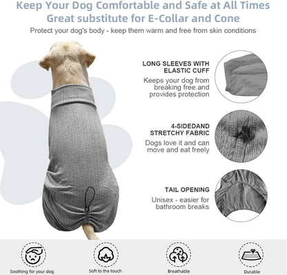 Dog Pyjamas PJS Sweater Clothing and Loungewear Suitable for Large to Giant Breeds of Dogs, Neutering Suits, Extra-Large Stretch Fabric, Four-Legged Dogs Clothes Pyjamas (Sweater Gray, XL)