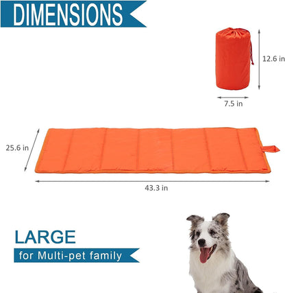 BDEUS 43x25In Large Size Outdoor Dog Bed, Waterproof & Portable Camping Travel Pet Mat, Easy to Clean, Washable Odor Resistant Pet Cooling Pad (Orange)