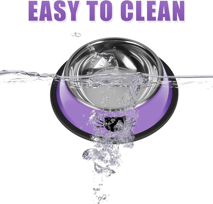 2 Pcs Non-Slip Stainless Steel Small Cat Food Bowls - Unbreakable, 7 Oz, Suitable for Indoor Small Pets - Removable Rubber Base, Easy to Clean, Lovely Color