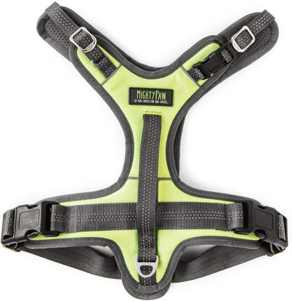 Mighty Paw Sport Harness 2.0 - Padded Canine Accessory - Adjustable Neck and Chest Straps - Enhanced Visibility with Reflective Stitching - Dog Padded Harness with Handle - Large - Green
