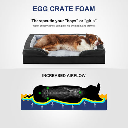 FURTIME Orthopedic Dog Bed for Small Dogs - Washable Dog Sofa Beds Small, Supportive Foam Pet Couch Bed with Removable Washable Cover, Waterproof Lining and Nonskid Bottom, Black