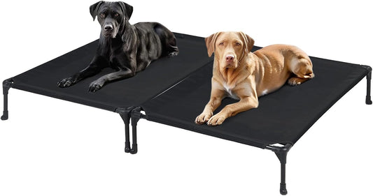 Veehoo Portable Raised Dog Cot, Cooling Elevated Pet Bed with Washable & Breathable Mesh, No-Slip Feet, Durable Dog Cot for Large Dogs, 42" x 30", Black