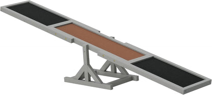 PawHut Wooden Dog Agility Seesaw for Training and Exercise, Platform Equipment Run Game Toy, Weather Resistant Pet Supplies, 71" L x 12" W x 12" H, Gray