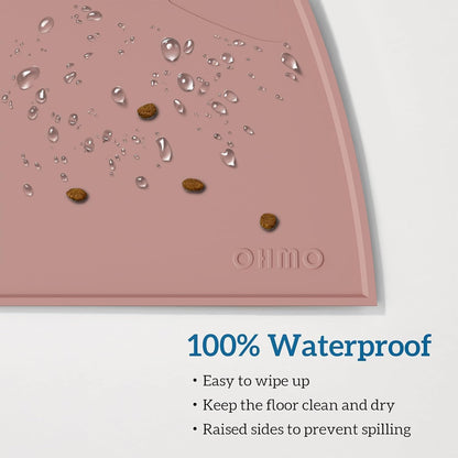 OHMO - Cat Food Mat, Silicone Pet Feeding Mat for Floor Non-Skid Waterproof Dog Water Bowl Tray, Easy to Clean Pet Placemat(Rose, 20 * 12")