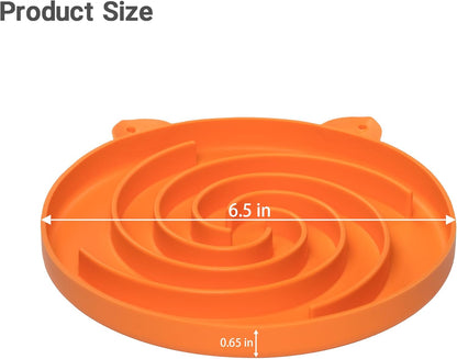 Slow Feeder Cat Bowl, Easy to Clean Silicone Bowl, Ideal for Dry and Wet Food (Orange and Cyan)
