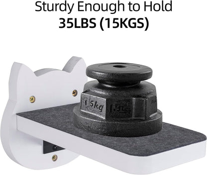 ESPETS White Painted Wooden Cat Wall Floating Steps Set of 3 - Wall Mounted Cat Floating Furniture Shelves and Perches, Sturdy Climber Stairs Ladders - Holds up 30lbs