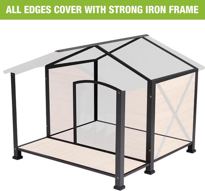 Dog House Outdoor & Indoor Unique All-Around Iron Frame Dog Kennel for Winter with Raised Feet for Small & Medium & Large Dogs,Weatherproof Roof (41.6 “L×41.4”W×34.1“H)