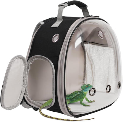 Small Animal Travel Carrier Backpack Design for Guinea Pig,Portable Bearded Dragon Bag for Sugar Glider,Hedgehog,Rat,Bunny,Rat (Black, Backpack)