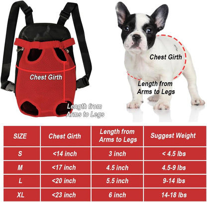 FEimaX Dog Carrier Backpack Pet Legs Out Front Cat Travel Bag, Adjustable Puppy Backpacks Carriers Hands-Free for Small Medium Dogs Cats Hiking Traveling Camping Daily Walking (X-Large, Red)