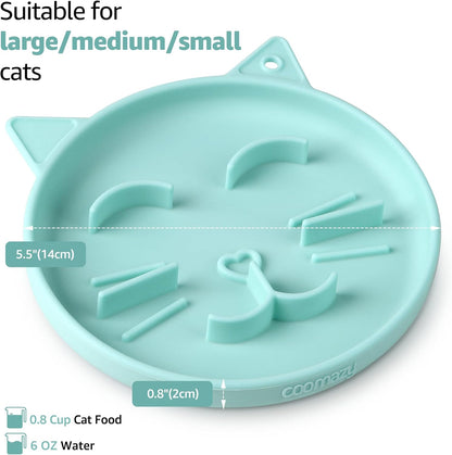 Coomazy Silicone Slow Feeder Dog Cat Bowls, Interactive Puzzle Toy for Pets Dry/Wet Food Training, Keeps Dogs Cats Busy, Prevents Puppy Kitty Overeating (Cyan, 0.8 Cup)