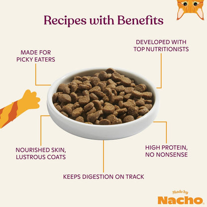 Made by Nacho Dry Cat Kibble 4lb Bag, High Protein and Grain-Friendly Premium Cat Food, Sustainably Caught Salmon and Pumpkin, Infused with Bone Broth for Hydration, Limited Ingredients, Single Bag