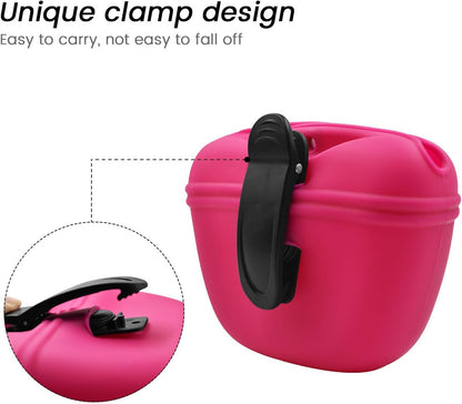 AUDWUD Silicone Dog Treat Pouch,Clip on Portable Training Container,Convenient Magnetic Buckle Closing and Waist Clip,No BPA