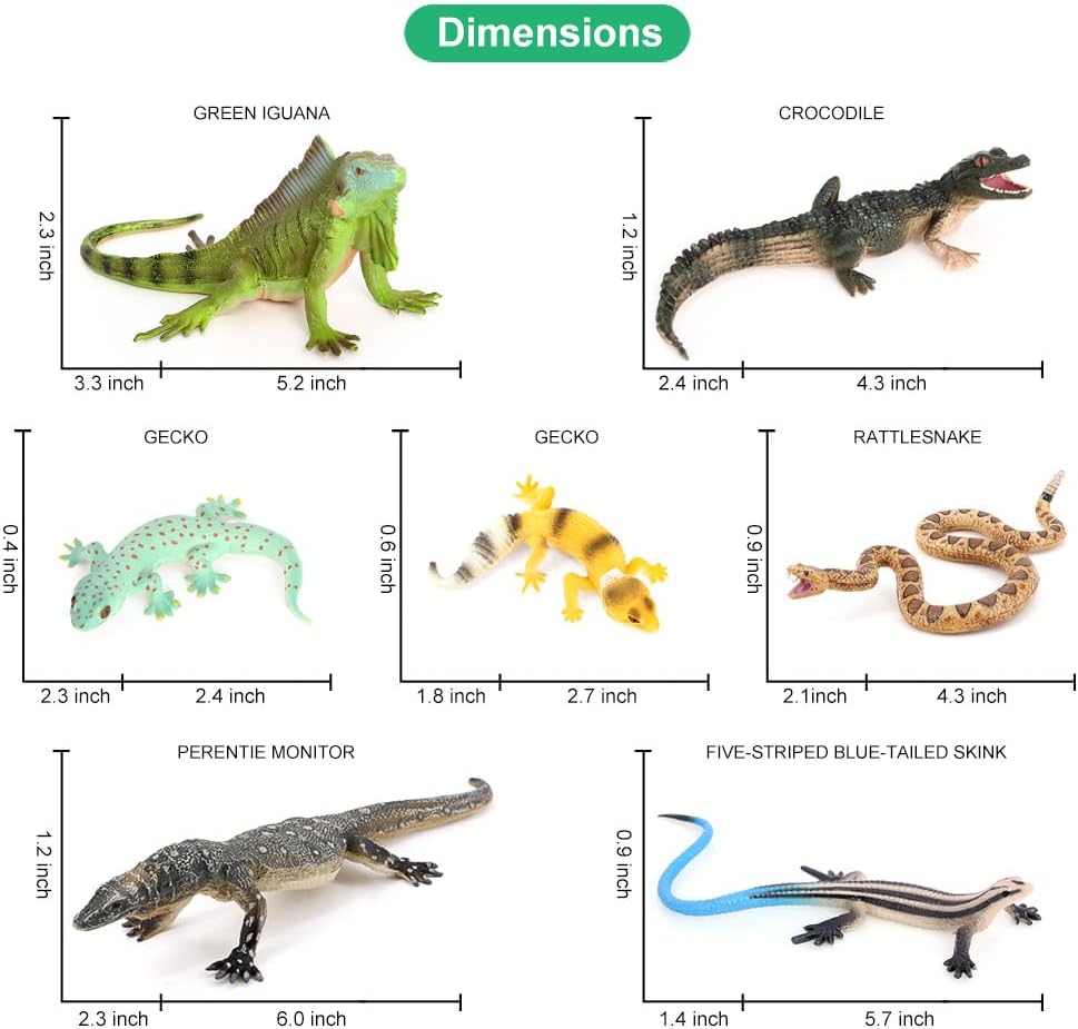 Volnau Animal Figurines Snake Toys 11PCS Reptile Figures Cold Blooded Amphibians Lizard Zoo Pack for Toddlers Kids Christmas Decoration Gift