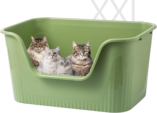 Vealind XXL Cat Litter Box 31''×21''×16'', Extra Large Litter Box for Big Cats or Multiple Cats, Jumbo High Sided Litter Pan, Leak-Proof & Anti-Splashing, Easy Clean & Durable (Green)