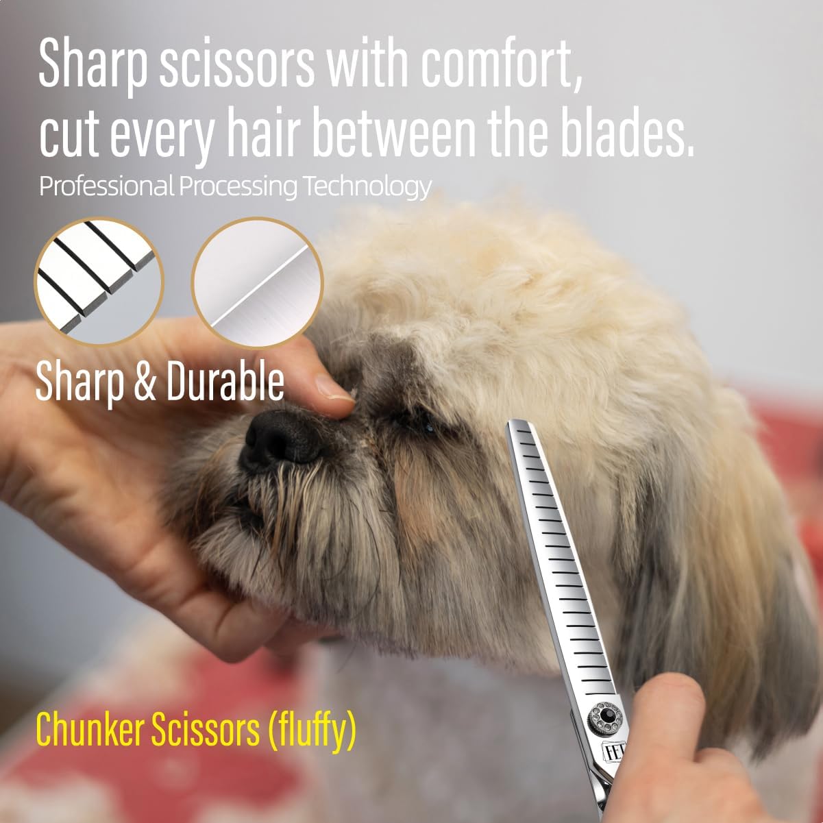 Dog Grooming Scissors: 7 inch Pet Fluffy Shears Made Of Japanese 440C Advanced Stainless Steel Professional Grooming Scissors for Dogs Cats and Other Pets