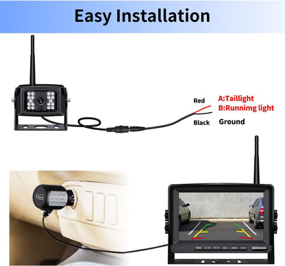 Digital Wireless Backup Camera System Kit, IP69 Waterproof Wireless Rear View Camera + 7?™â€?LCD Wireless Reverse Monitor for RV/Truck/Trailer/Bus/Camper/5th Wheel (W01-7 inch)