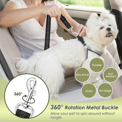 Lukovee Dog Seat Belt for Car, Adjustable Dog Car Harness for Large Medium Small Dogs, Soft Padded & Breathable Mesh Dog Seatbelt with Car Vehicle Connector Strap (Black,Small)