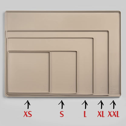 DogBuddy Dog Food Mat – Waterproof Dog Bowl Mat for Food and Water, Silicone Pet Feeding Mats for Floors, Non-Slip Placemat with High Edges for Dogs Bowls, Puppy Essentials (Large: 24"x16", Taupe)