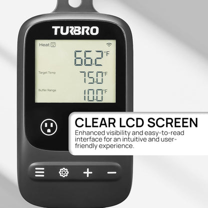 TURBRO Smart Temperature Controller Heating Cooling, WiFi-Enabled Thermostat with Timer and Temperature Monitoring for Home Brewing, Seedling, Greenhouse, and Reptile Terrarium, TC01