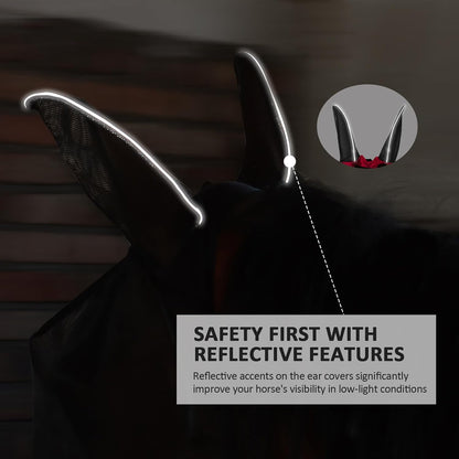 Horse Fly Mask Large Space Breathable UV Protection Equine Mask with Reflective Features on Ears Hot Pink M